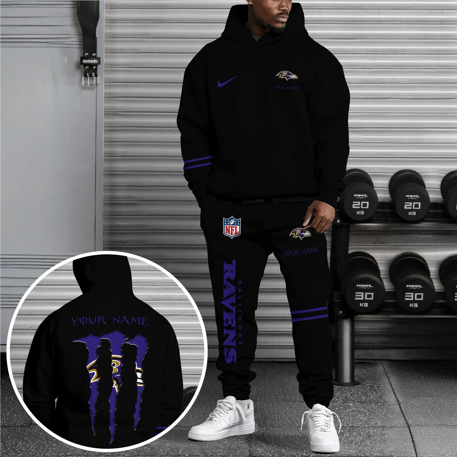 Baltimore Ravens Hoodie Sweatpants Set,Custom Hoodie,Sport Hoodie Sweatpants Set,Sport Gifts FOR Fan EQ98