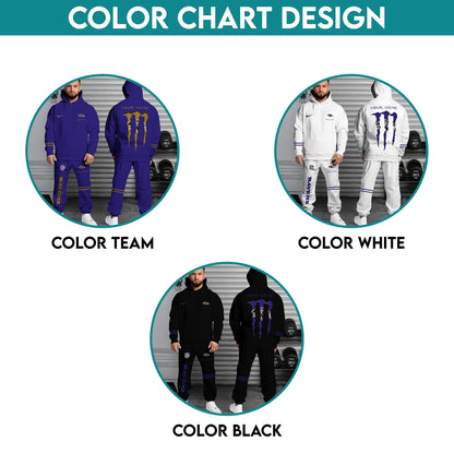 Baltimore Ravens Hoodie Sweatpants Set,Custom Hoodie,Sport Hoodie Sweatpants Set,Sport Gifts FOR Fan EQ98
