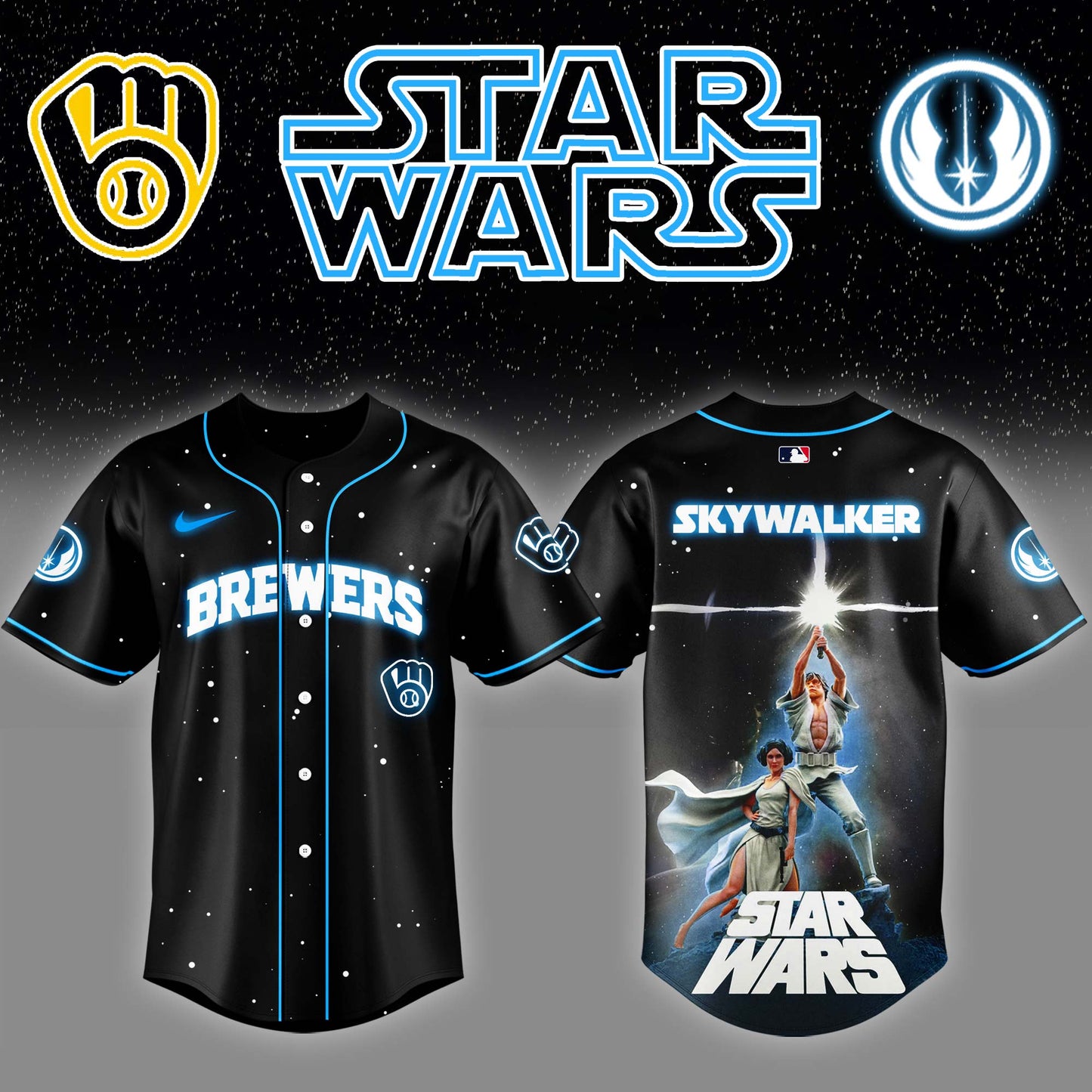 Milwaukee Brewers x Stars Wars Luke Skywalker Game Night Baseball Jersey Editions Limited v4