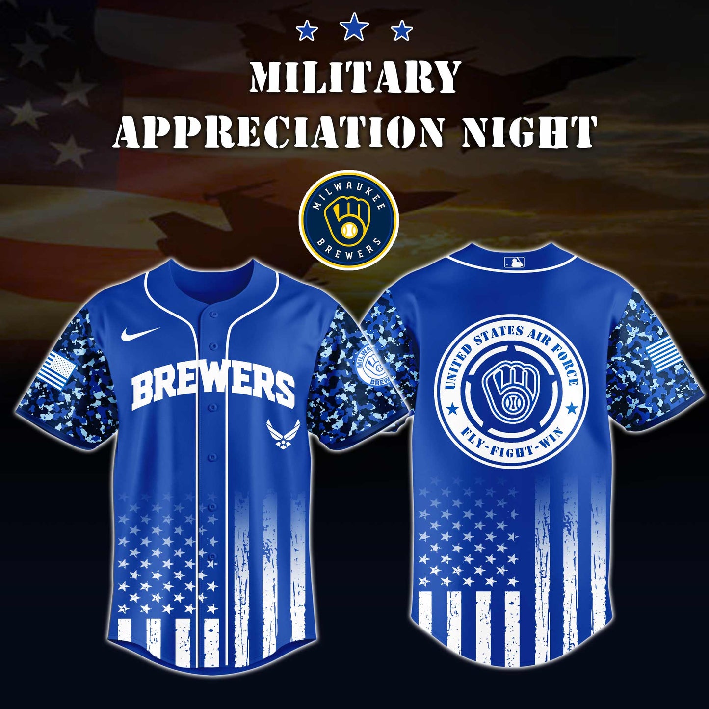 _Milwaukee Brewers MLB x Air Force Military Appreciation Night Jersey Editions Limited 2025 V4