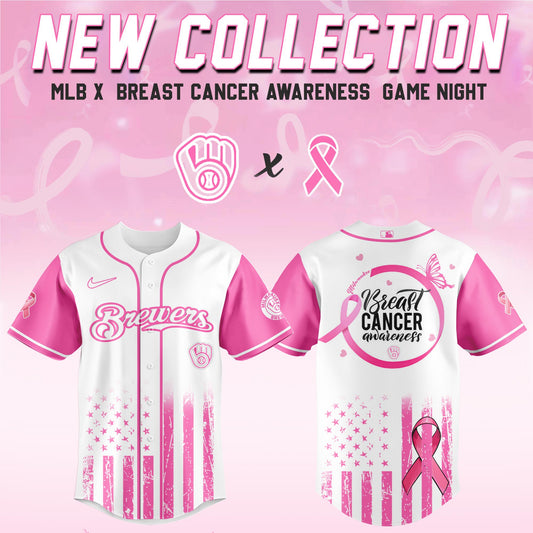 Milwaukee Brewers x  Breast Cancer Awareness Game Night Jersey Editons Limited v2