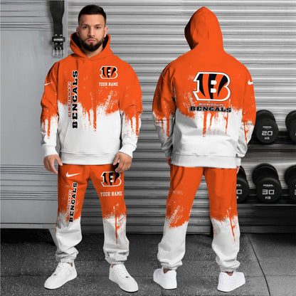 Cincinnati Bengals Hoodie Sweatpants Set,Custom Hoodie,Sport Hoodie Sweatpants Set,Sport Gifts FOR Fan QE24