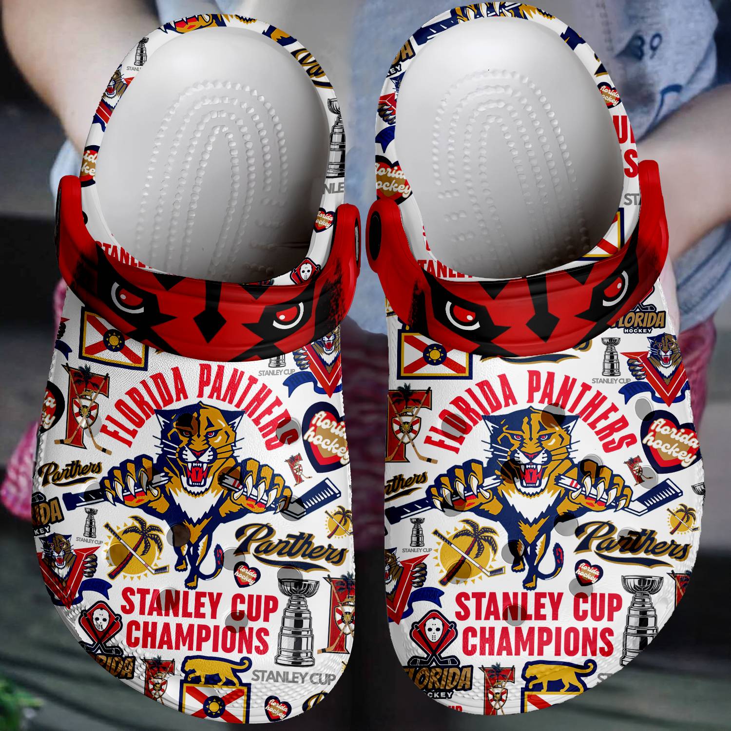Florida Panthers NHL Crocs Crocband Clogs Shoes Comfortable For Men Women