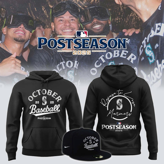 Seattle Mariners 2025 Postseason Locker Room Hoodie Black