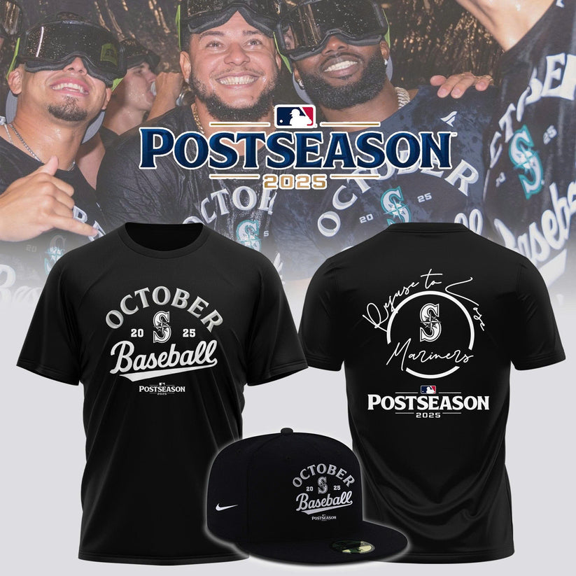 Seattle Mariners 2025 Postseason Locker Room T- Black