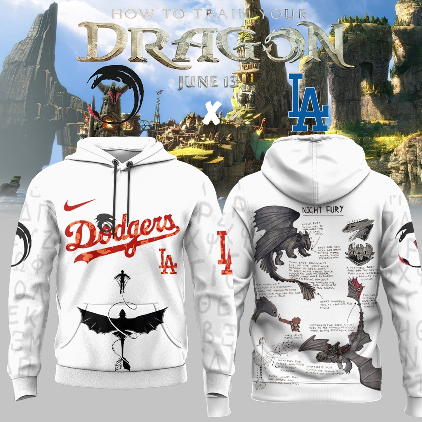 __,.Los Angeles Dodgers _ How to Train Your Dragon Limited Hoodie 2025