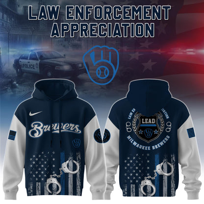 .  Milwaukee Brewers MLB x Law Enforcement Appreciation Day Hoodie Limited