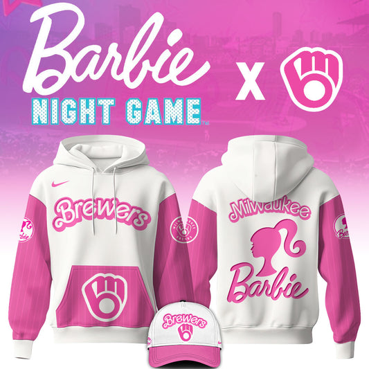 .    Milwaukee Brewers MLB x Barbie Night Game Limited Edition Hoodie 2025