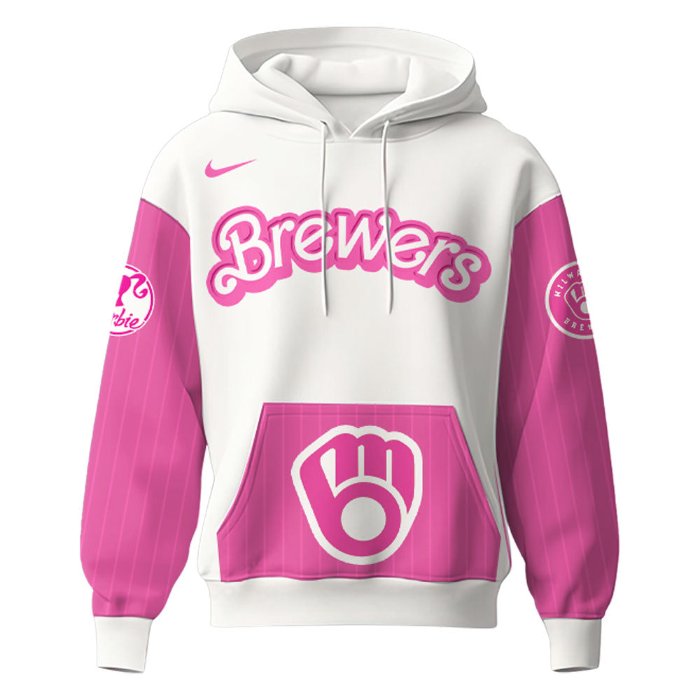 .    Milwaukee Brewers MLB x Barbie Night Game Limited Edition Hoodie 2025