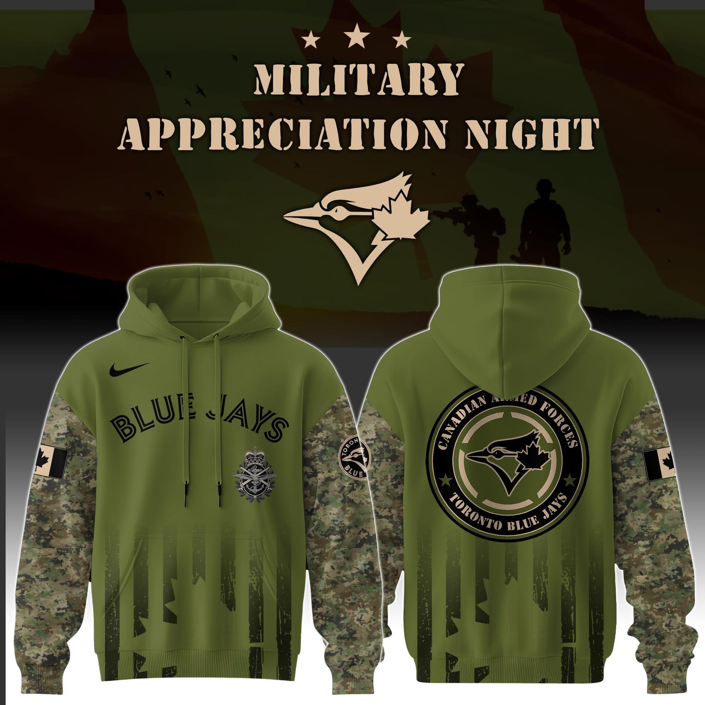 _Toronto Blue Jays x MLB x Army Military Appreciation Night Hoodie Editions Limited