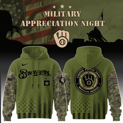 _Milwaukee Brewers x MLB x Army Military Appreciation Night Hoodie Editions Limited