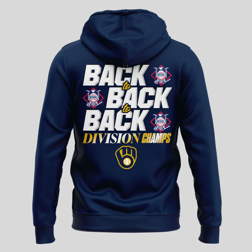 Men’s Milwaukee Brewers Navy 2025 NL Central Division Champions Locker Room Hoodie