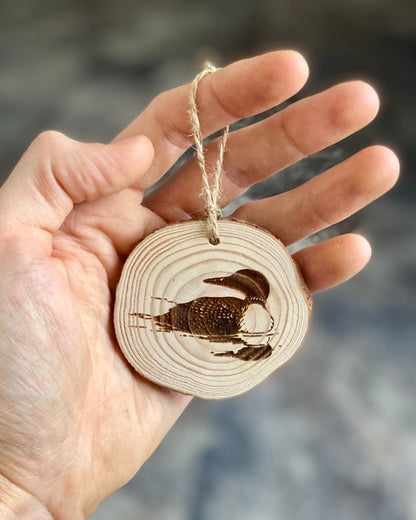 Loon Engraved Wood Christmas Ornament - Personalized Engraved Wood Slice Christmas Ornament