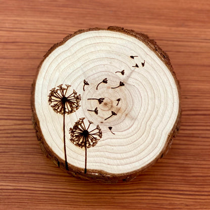 Dandelion Engraved Wood Coaster Set - Perfect Gift for Wedding, Engagement, Anniversary, or Christmas