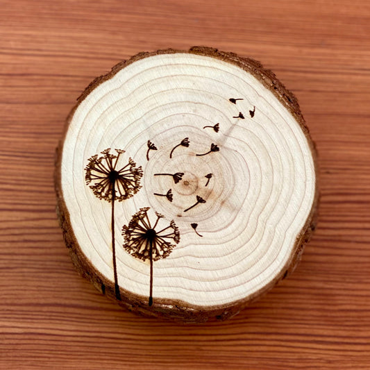 Dandelion Engraved Wood Coaster Set - Perfect Gift for Wedding, Engagement, Anniversary, or Christmas