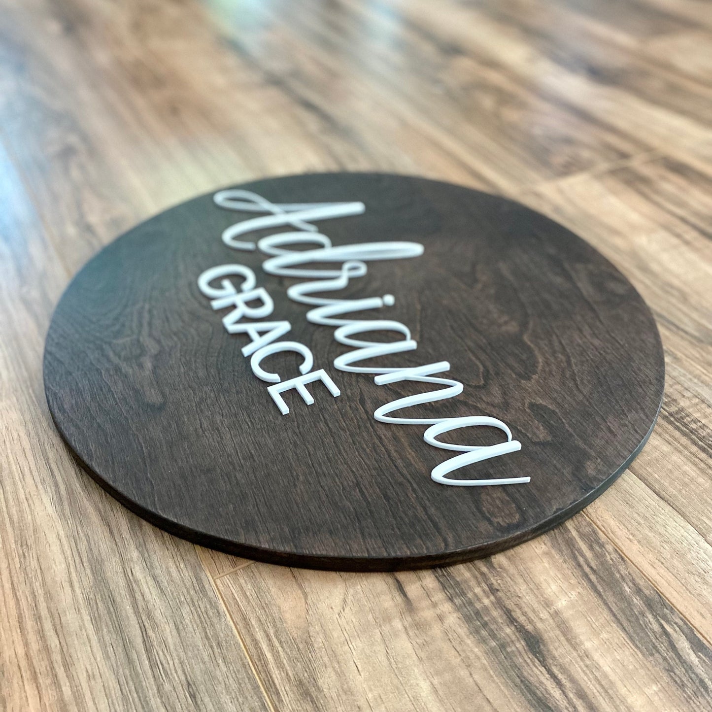 Baby Name Sign - Wood & Laser Cut Acrylic Personalized Sign - Baby Shower Gift or Nursery Sign