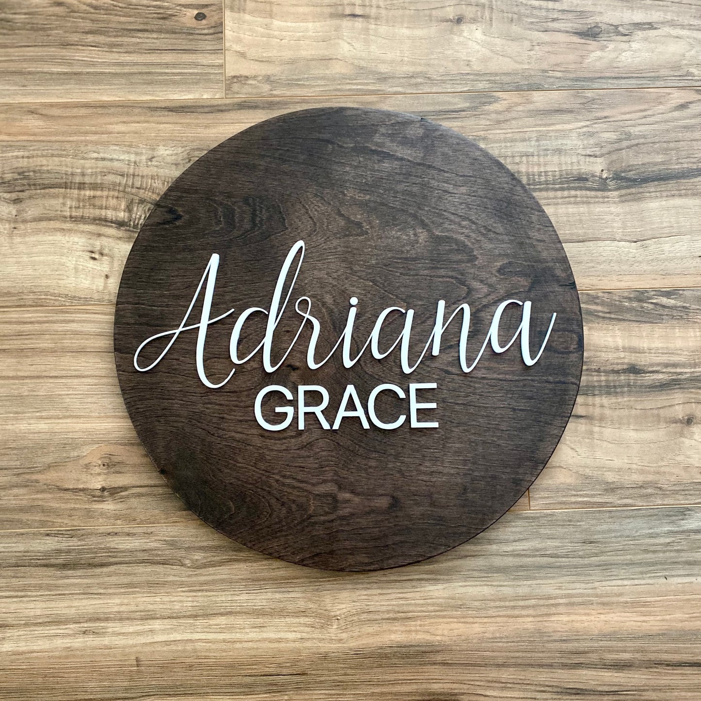 Baby Name Sign - Wood & Laser Cut Acrylic Personalized Sign - Baby Shower Gift or Nursery Sign