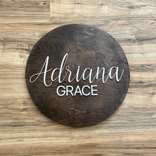 Baby Name Sign - Wood & Laser Cut Acrylic Personalized Sign - Baby Shower Gift or Nursery Sign