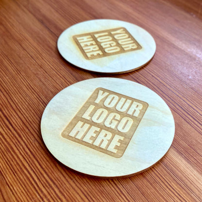 Custom Logo Wood Coasters - Personalized Laser Engraved Baltic Birch Wood Coasters