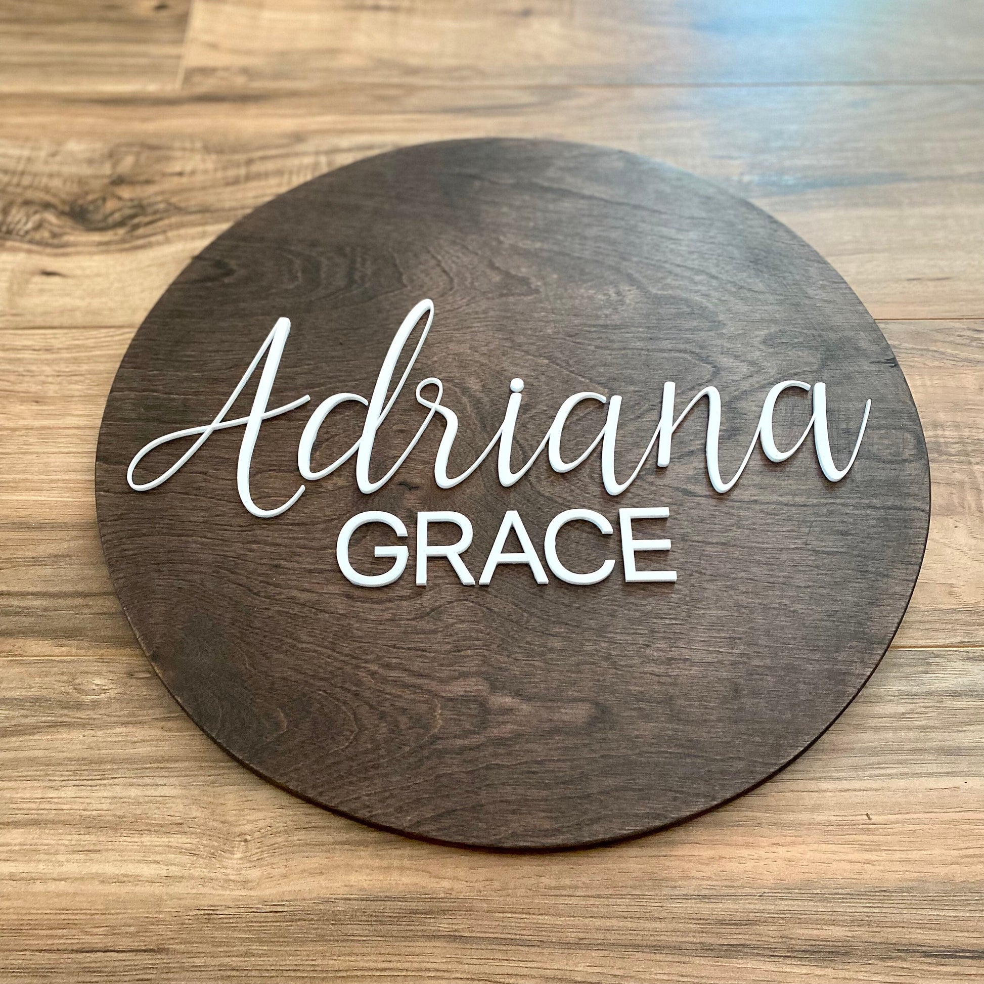 Baby Name Sign - Wood & Laser Cut Acrylic Personalized Sign - Baby Shower Gift or Nursery Sign