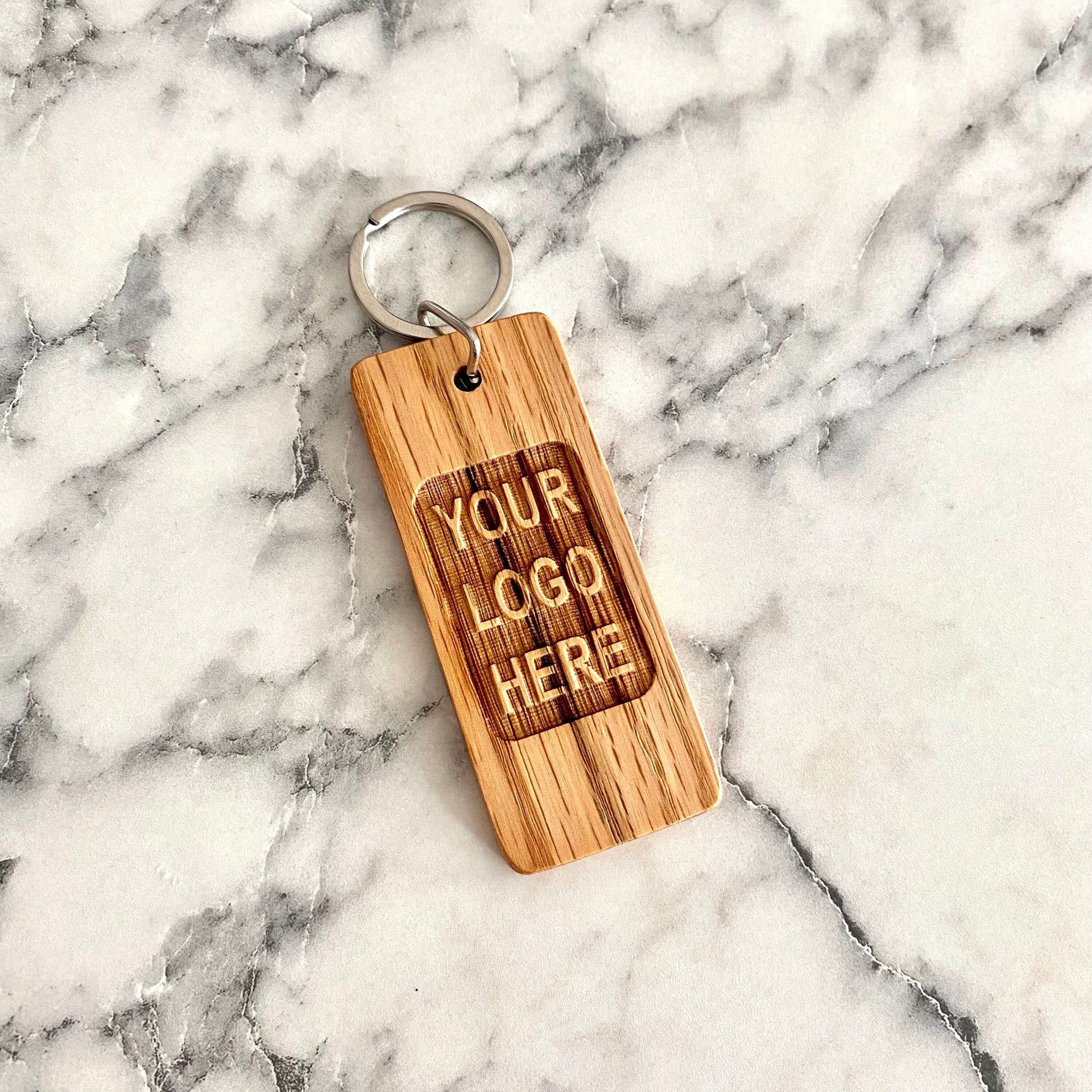 Custom Logo Engraved Wood Keychain - Custom Corporate Gift