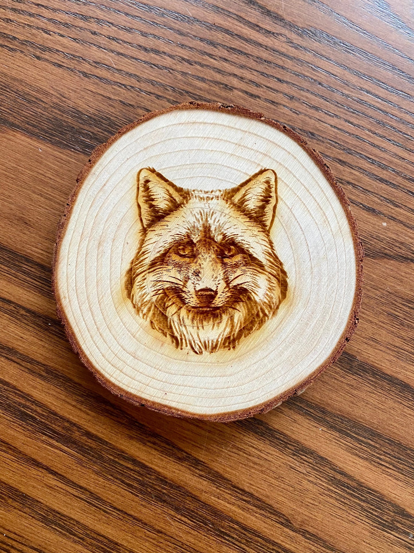 Fox Engraved Wood Coasters - Wooden Fox Wedding Favors