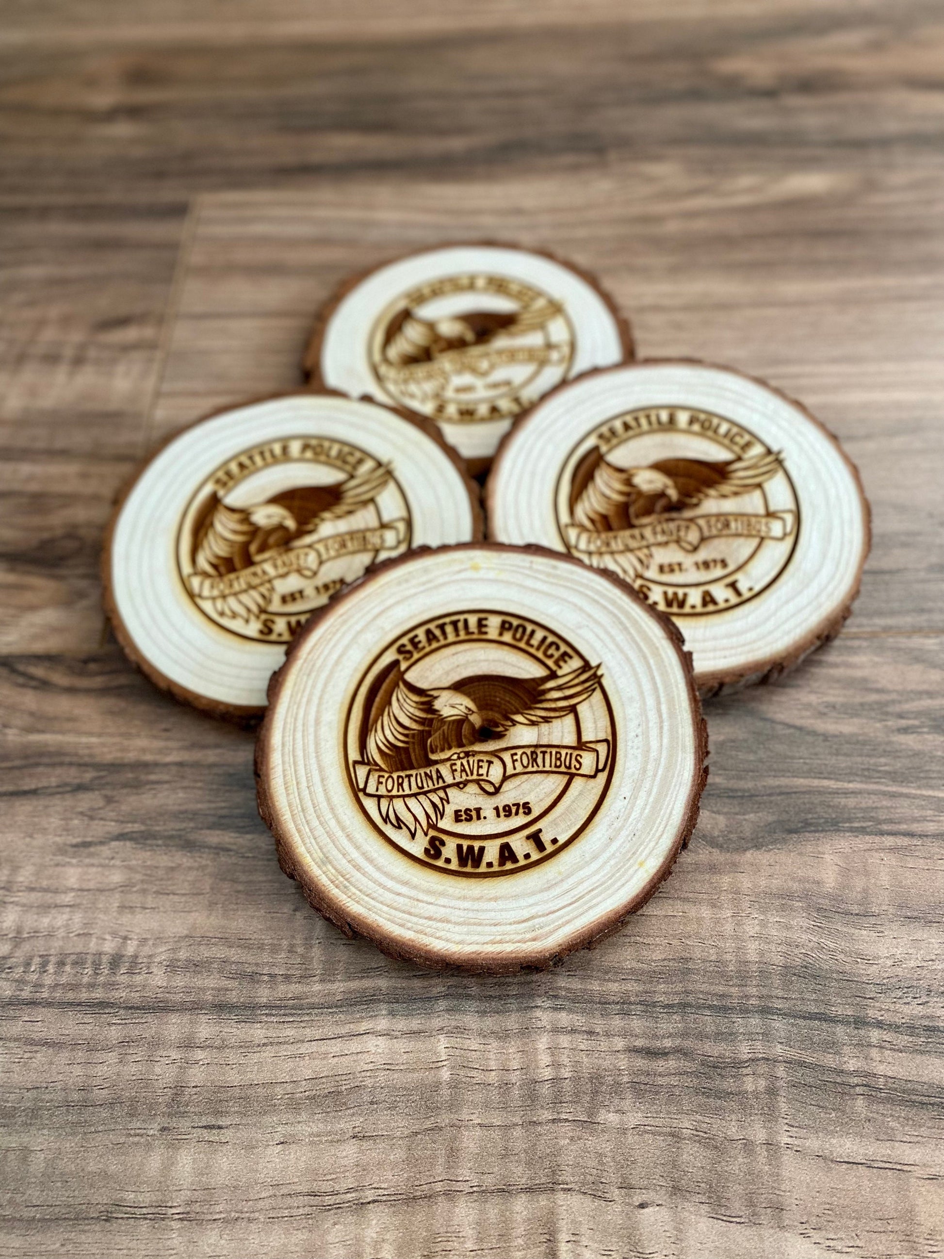 Custom Logo Coasters - Personalized Laser Engraved Wood Slice Coasters
