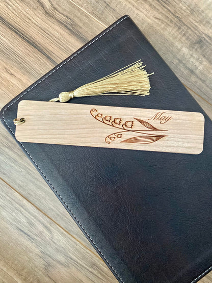 Birth Month Flower Bookmark - Handmade Engraved Wood Bookmark - Wonderful Wooden Gift