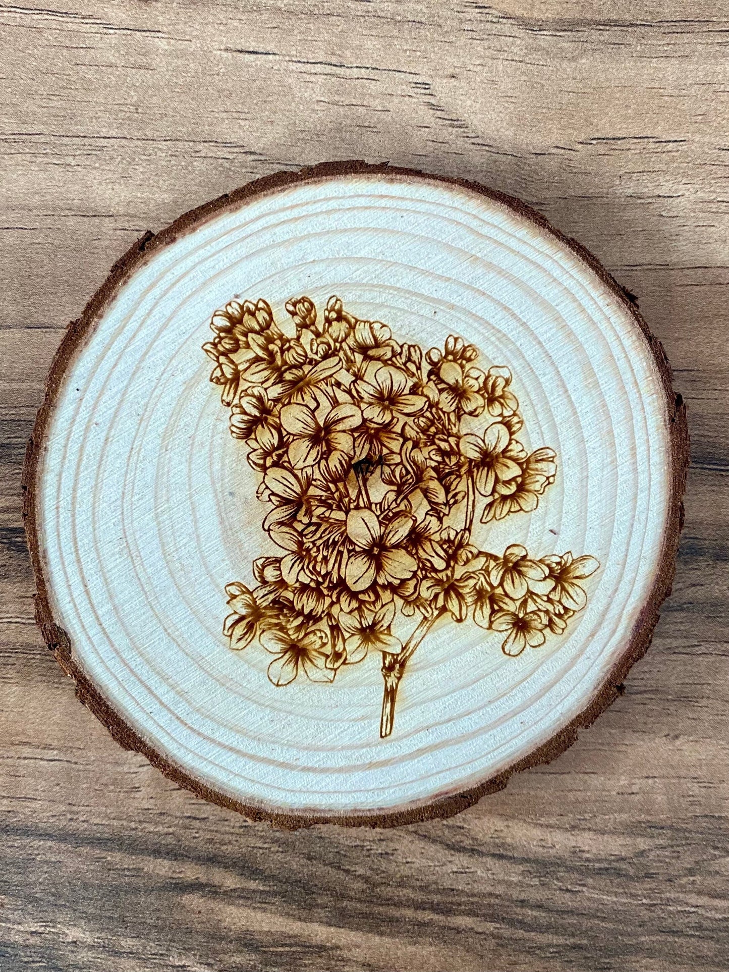 Lilac Engraved Wood Coaster Set - Perfect Gift for Wedding, Engagement, Anniversary, or Christmas