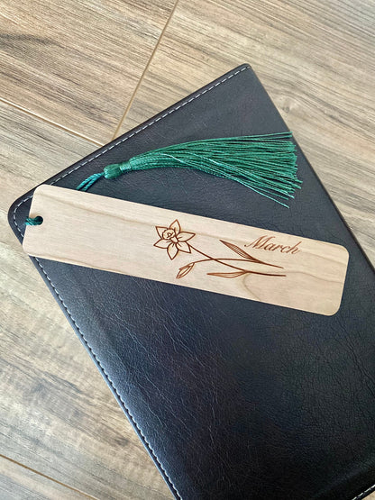 Birth Month Flower Bookmark - Handmade Engraved Wood Bookmark - Wonderful Wooden Gift