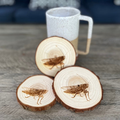 Grasshopper Engraved Wood Coaster Set - Perfect Gift for Wedding, Engagement, Anniversary, or Christmas