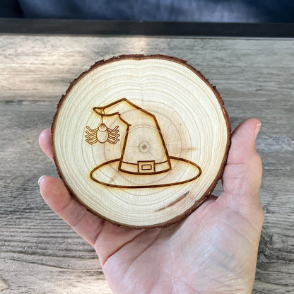 Halloween Mix and Match Coaster Set - Choose from Halloween-themed Wood Slice Coaster Designs
