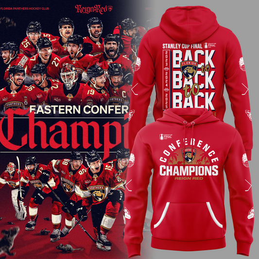 Special Edition Florida Panthers Back-To Back-To-Back Eastern Conference Champions Hoodie 2025