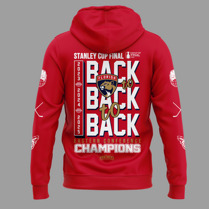 Special Edition Florida Panthers Back-To Back-To-Back Eastern Conference Champions Hoodie 2025