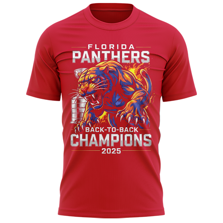 Special Edition Florida Panthers Back-To-Back Stanley Cup Champions T-Shirt 2025