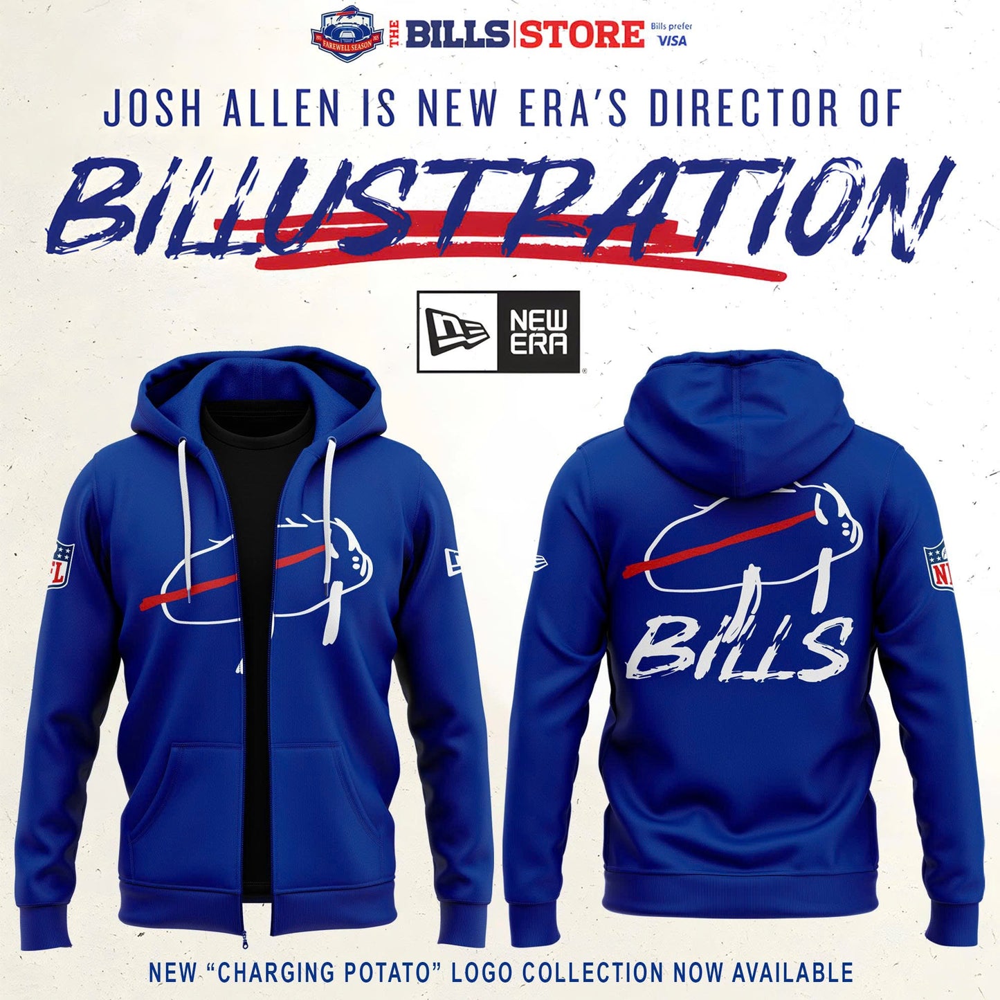 New "Charging Potato" Logo Zip Hoodie (Blue)