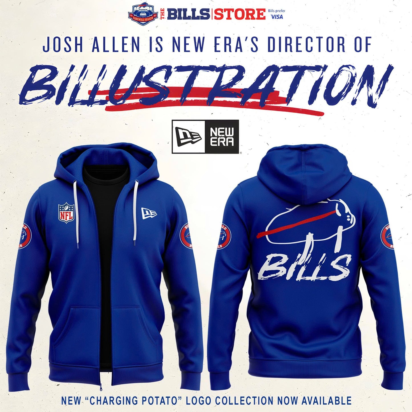 New "Charging Potato" Logo Zip Hoodie V2 (Blue)