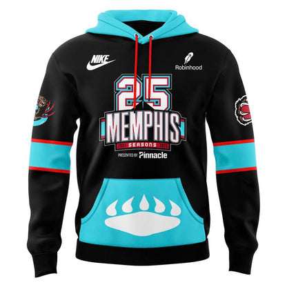 Memphis Grizzlies 25th Anniversary Classic Uniform 2025 Hoodie Back in Black