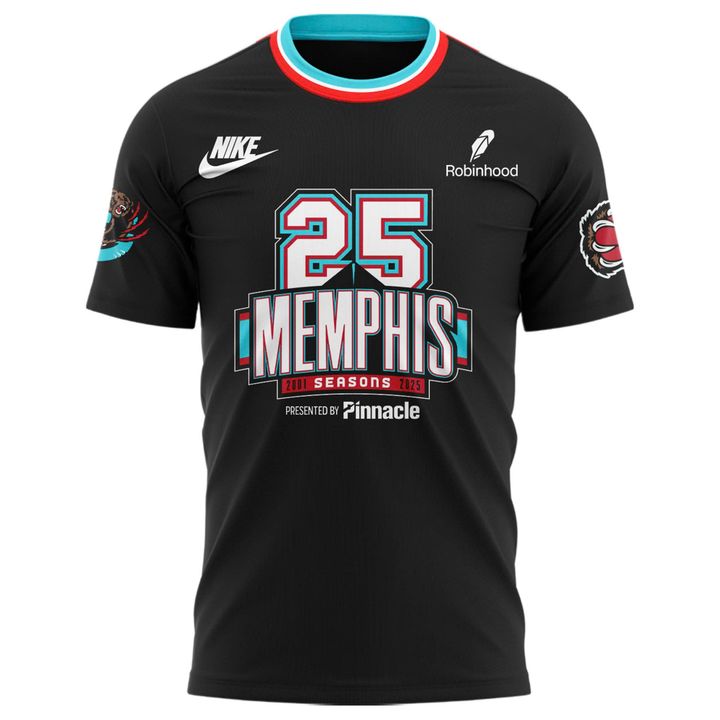 Memphis Grizzlies 25th Anniversary Classic Uniform 2025 T-Shirt Back in Black
