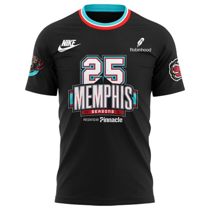 Memphis Grizzlies 25th Anniversary Classic Uniform 2025 T-Shirt Back in Black
