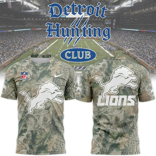 Limited Edition Detroit Lions Hunting New 2025-26 T-Shirt
