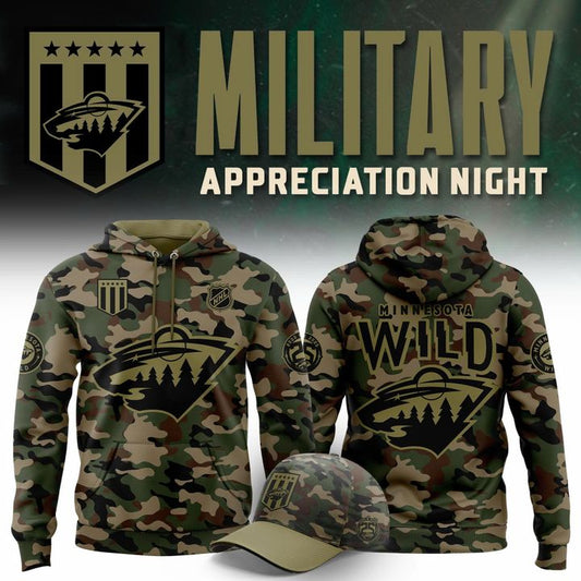 Minnesota Wild Salute To Service 2025-2026 Hoodie