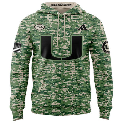 Miami Hurricanes Football Military Appreciation Game Hoodie 2025