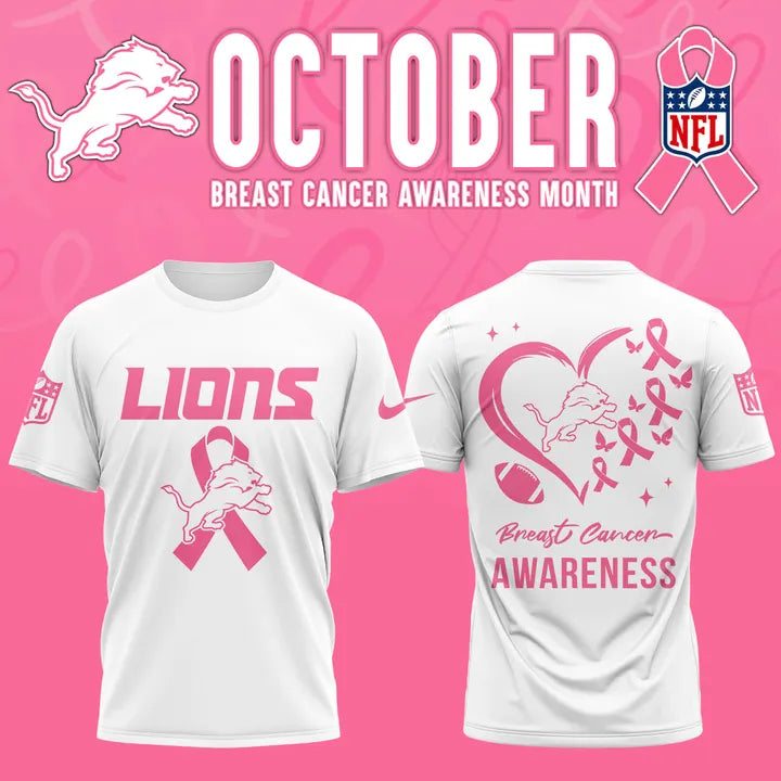 Detroit Lions '' OCTOBER BREAST CANCER AWARENESS MONTH '' T-Shirt