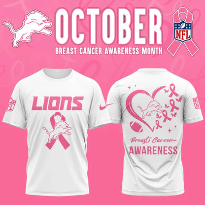 Detroit Lions '' OCTOBER BREAST CANCER AWARENESS MONTH '' T-Shirt