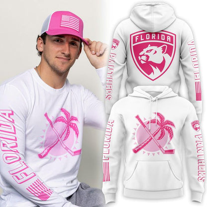 Florida Panthers Sun & Stick Pink Logos Hoodie