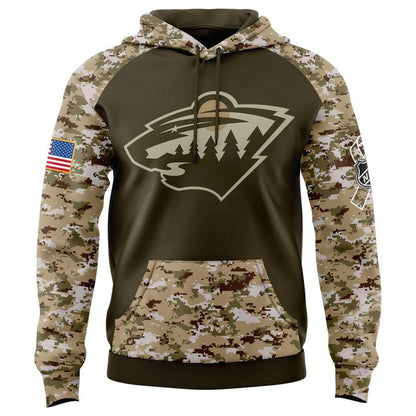 Minnesota Wild Salute to Service 2025 New Hoodie
