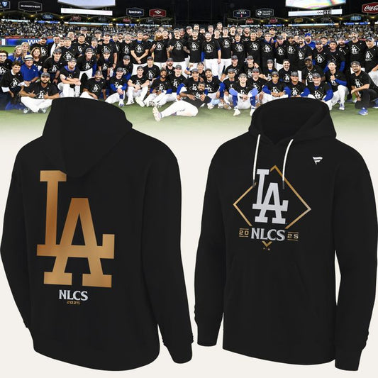 1. Los Angeles Dodgers Fanatics Black 2025 National League Division Series Champions Locker Room Hoodie
