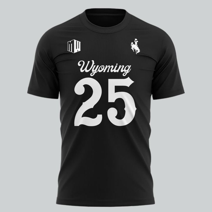 2025 Wyoming Cowboys Dark Mode Black T-Shirt