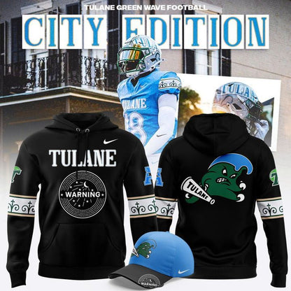 Tulane Green Wave football City Edition Black Hoodie